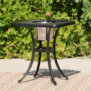 Outdoor Patina Copper Bistro Table with Ice Bucket - NH576003 patio chairs, outdoor seating