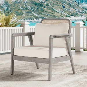 Outdoor Patio Club Chair  Solid Acacia Wood Frame with Criss-Cross Back & Water-Repellent Cushions patio chairs, outdoor seating