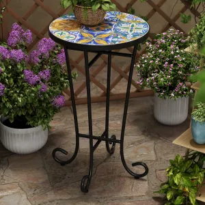 Outdoor Patio Round Side Table, Ceramic Tile patio chairs, outdoor seating