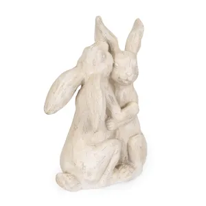 Outdoor Rabbit Couple Garden Statue, White - NH599413 patio chairs, outdoor seating