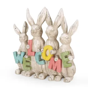 Outdoor Rabbit Family Garden Statue, Multi-Colored - NH299413 patio chairs, outdoor seating