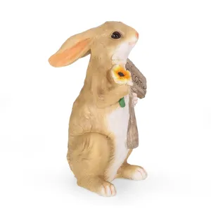 Outdoor Rabbit Garden Statue, White and Brown - NH389413 patio chairs, outdoor seating