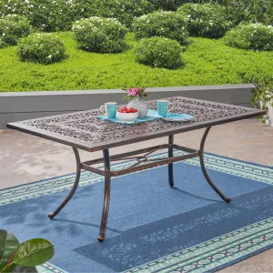 Outdoor Rectangular Cast Aluminum Dining Table, Shiny Copper - NH272603 patio chairs, outdoor seating