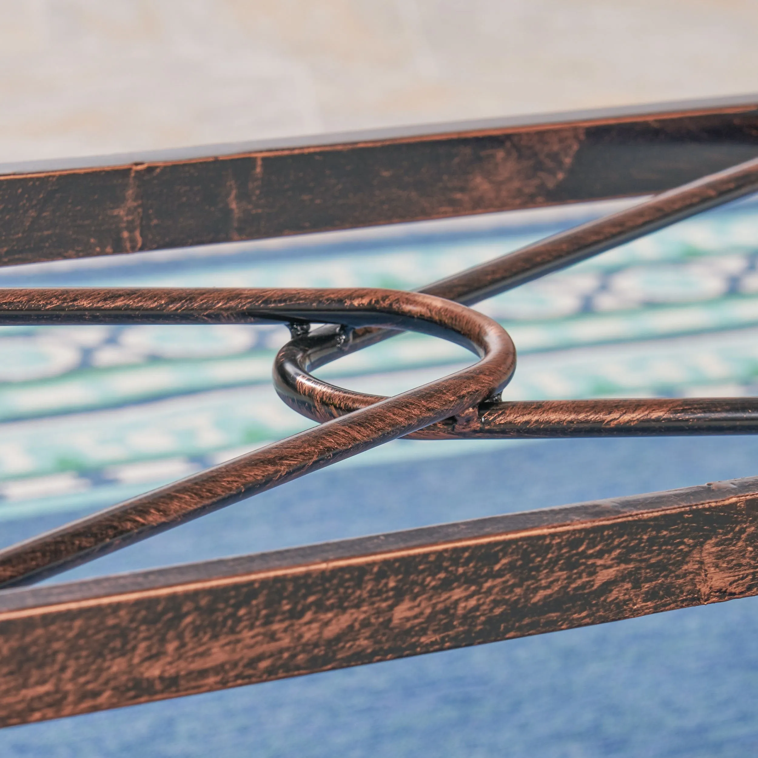 Outdoor Rectangular Cast Aluminum Dining Table, Shiny Copper - NH272603