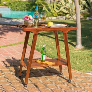 Outdoor Rich Mahogany Finished Acacia Wood Barcart - NH812103 patio chairs, outdoor seating