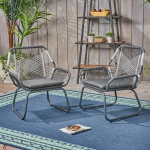 Outdoor Rope and Steel Club Chairs (Set of 2) - NH175503 patio chairs, outdoor seating