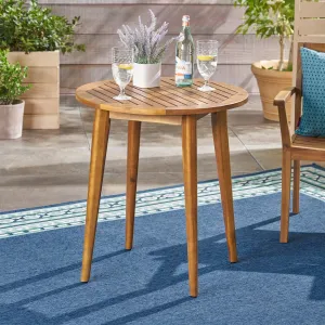 Outdoor Round Acacia Wood Bistro Table with Straight Legs, Teak - NH570503 patio chairs, outdoor seating