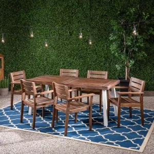 Outdoor Rustic Acacia Wood 7 Piece Dining Set - NH539603 patio chairs, outdoor seating