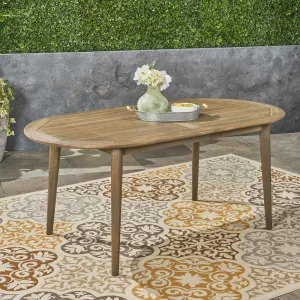 Outdoor Rustic Slat-Top Acacia Wood Oval Dining Table with Tapered Legs - NH130603 patio chairs, outdoor seating