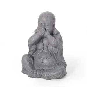 Outdoor Speak No Evil Monk Garden Statue, Stone Gray - NH463413 patio chairs, outdoor seating