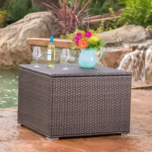 Outdoor Square Multi-Brown Wicker Storage Box w/ Zipped Lining - NH425992 patio chairs, outdoor seating