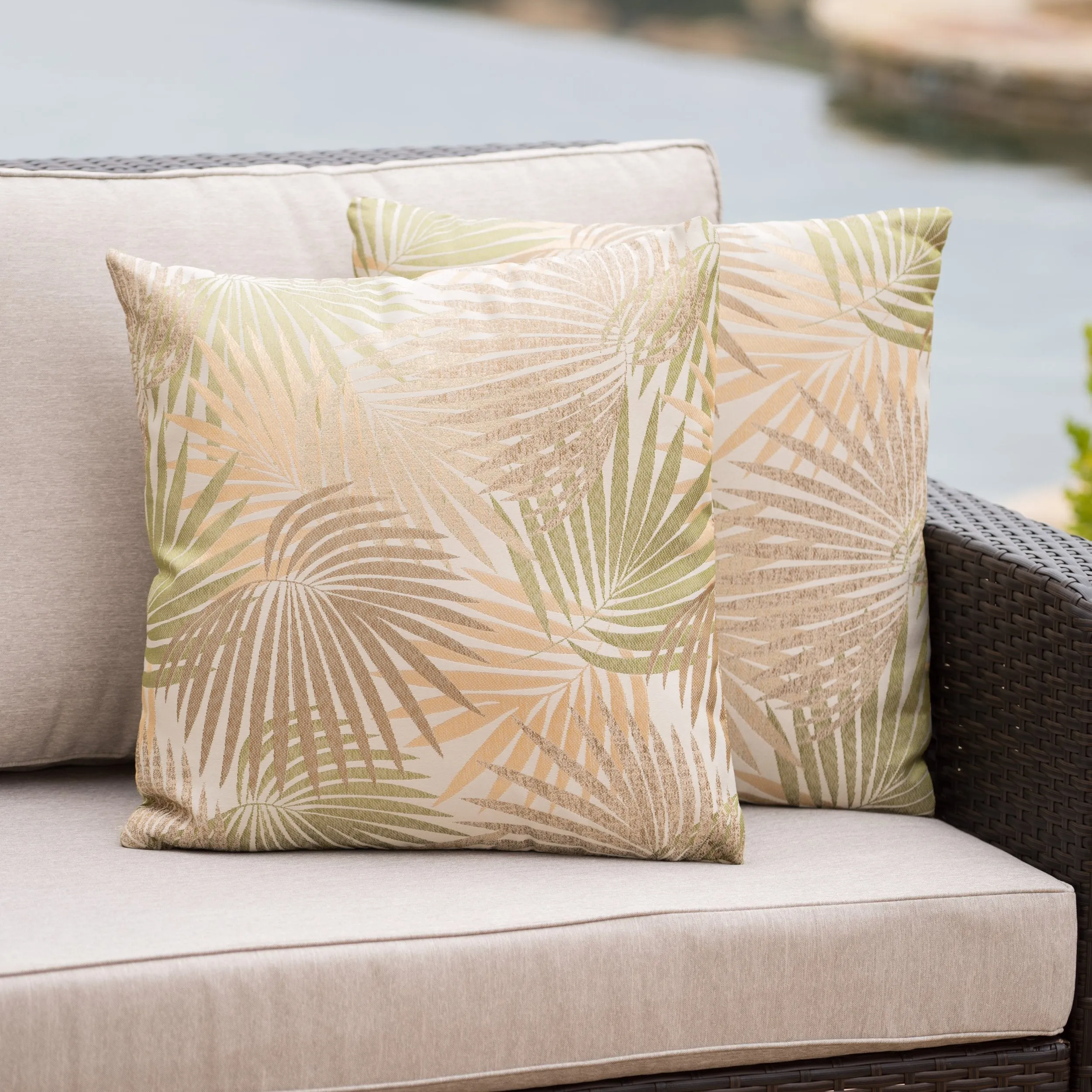 Outdoor Square Tropical Water Resistant Pillow - NH137003