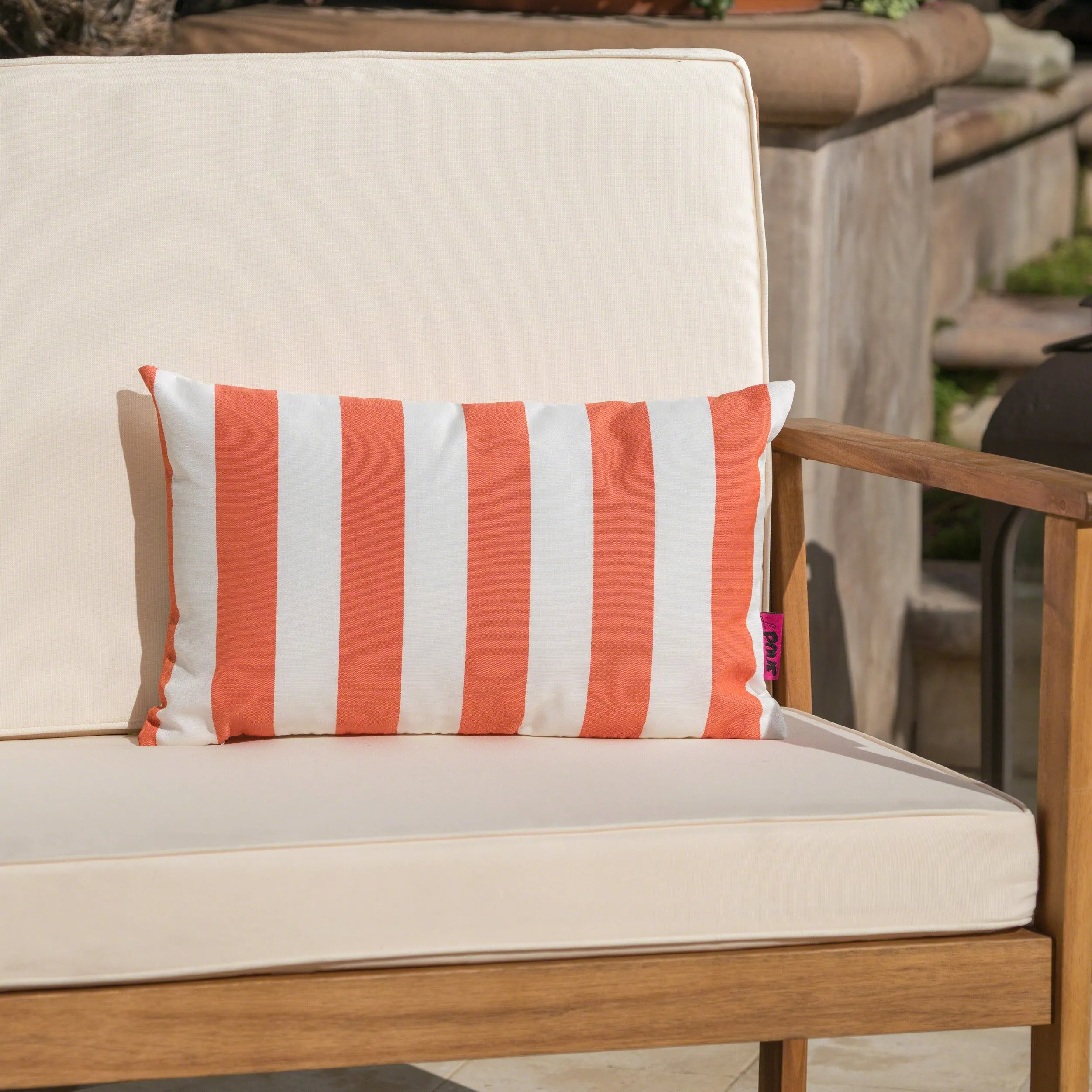Outdoor Stripe Water Resistant Rectangular Throw Pillow - NH959203