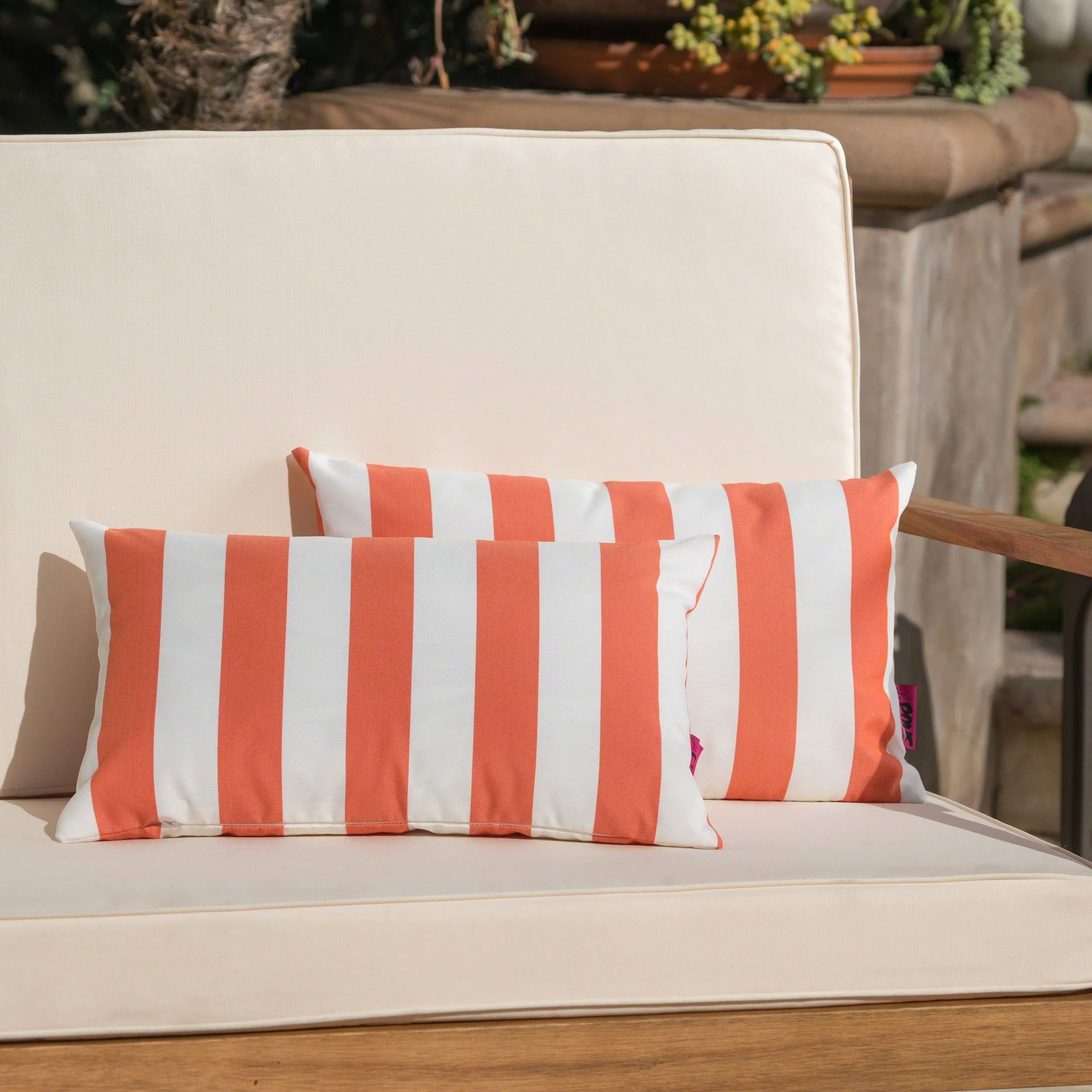 Outdoor Stripe Water Resistant Rectangular Throw Pillow - NH959203