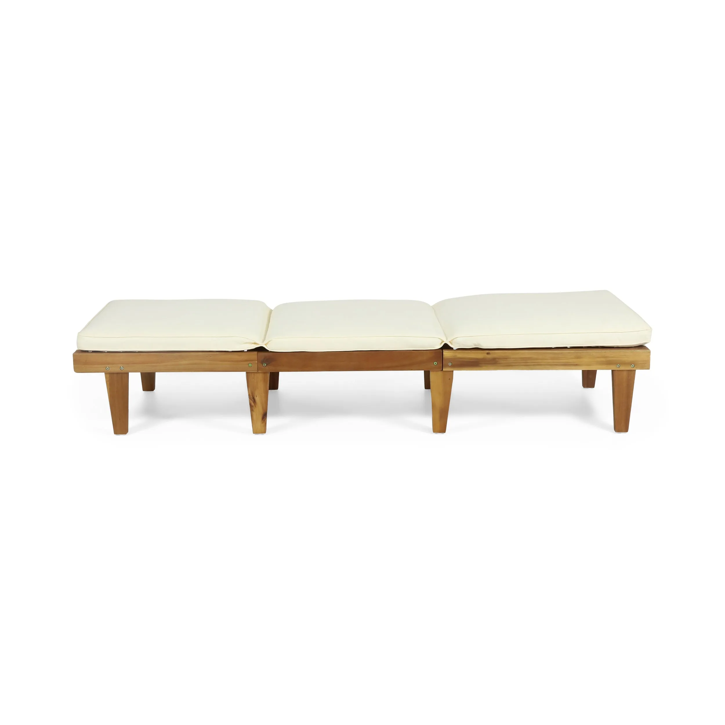 Outdoor Teak Brown Wood Chaise Lounge with Cushion - NH085692