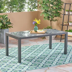 Outdoor Tempered Glass Dining Table with Aluminum Frame - NH066503 patio chairs, outdoor seating