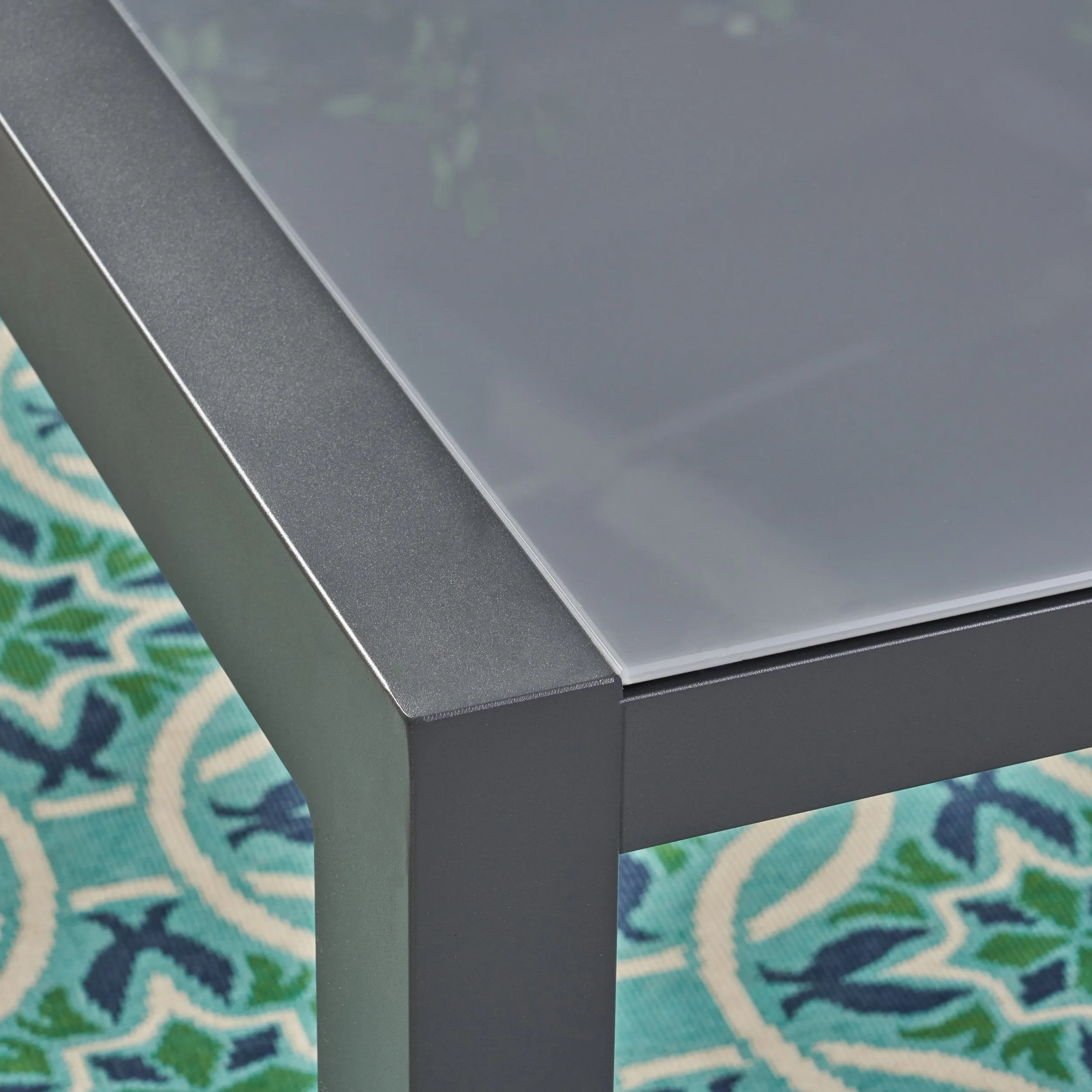 Outdoor Tempered Glass Dining Table with Aluminum Frame - NH066503