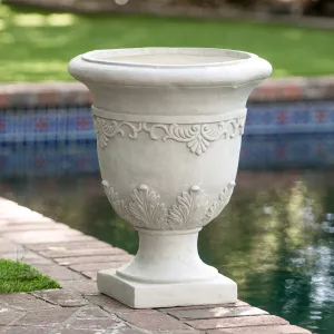 Outdoor Traditional Roman White Lightweight Concrete Garden Planter Urn - NH662712 patio chairs, outdoor seating
