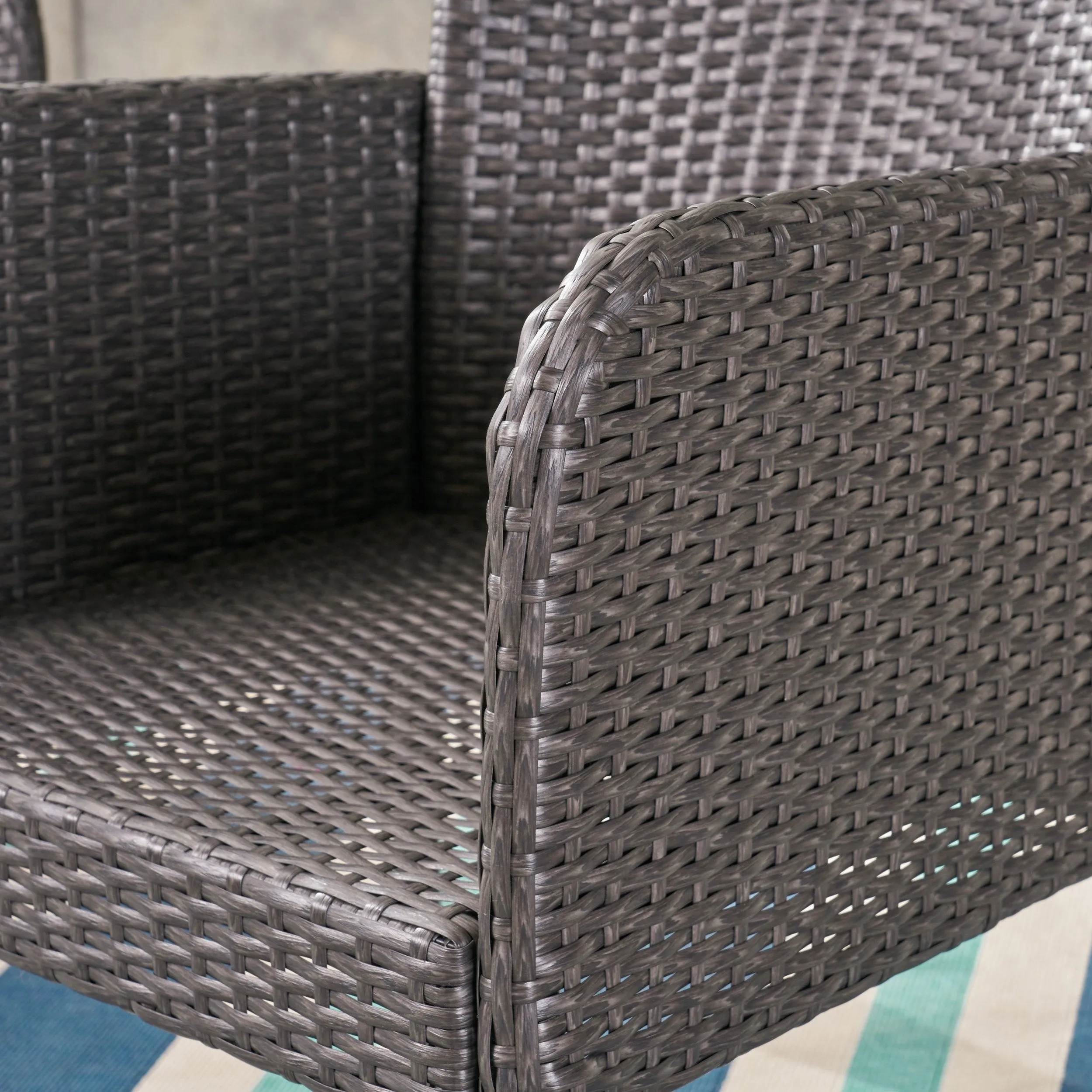 Outdoor Transitional 3-Piece Gray Wicker Bistro Set with Umbrella Hole - NH715403
