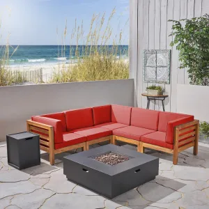Outdoor V-Shaped Sectional Sofa Set with Fire Pit - NH970703 patio chairs, outdoor seating
