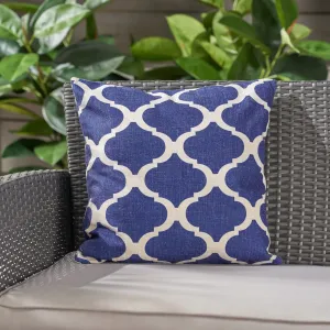 Outdoor Water Resistant 18-inch Square Pillow, Beige on Blue - NH397503 patio chairs, outdoor seating