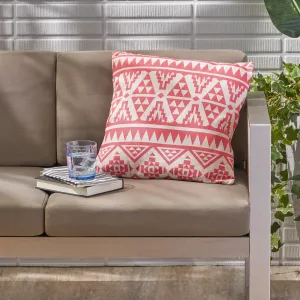 Outdoor Water Resistant 18-inch Square Pillow, Pink Print - NH008503 patio chairs, outdoor seating
