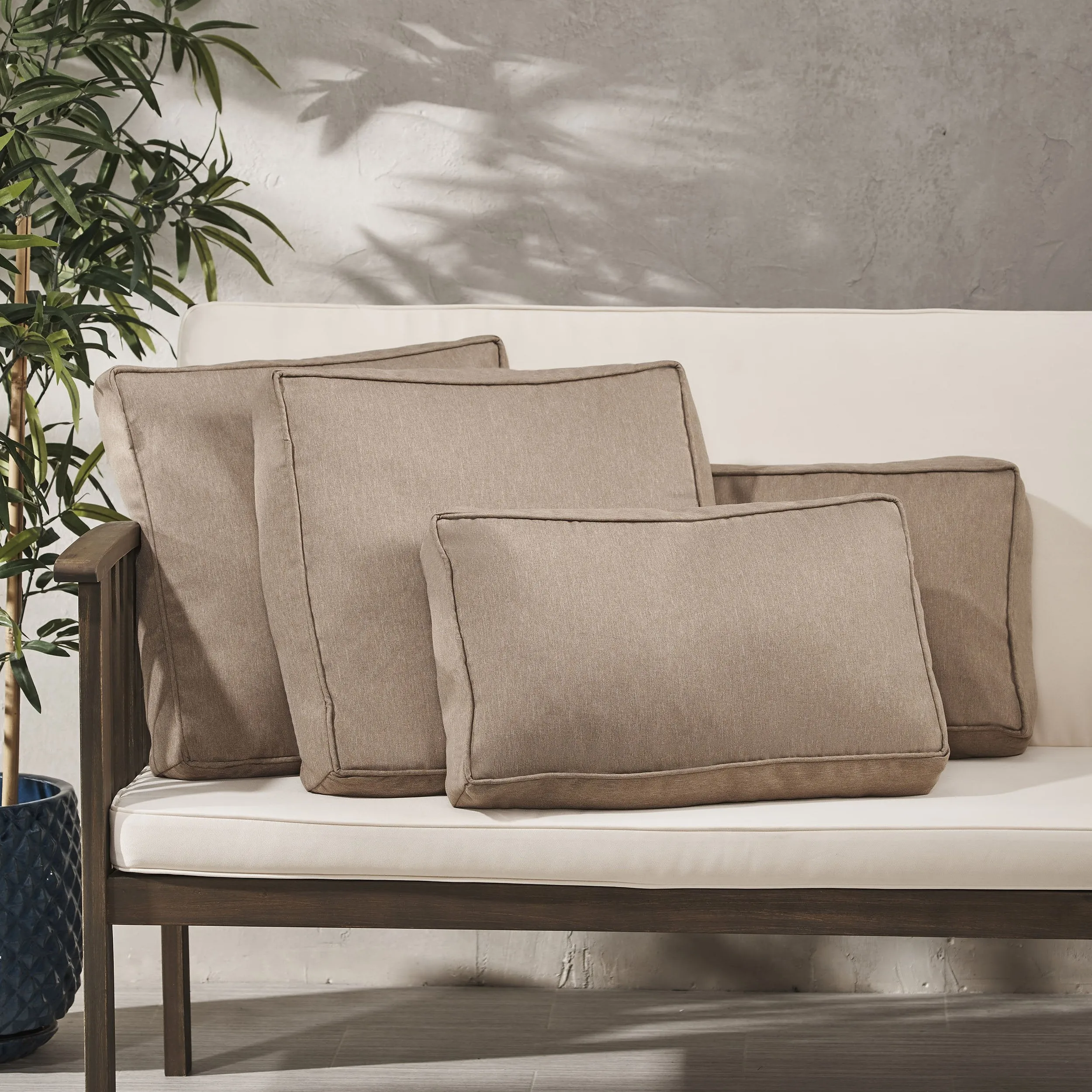 Outdoor Water Resistant 18" Square Throw and 12"x20" Rectangular Lumbar Pillow Set (Set of 4) - NH850803