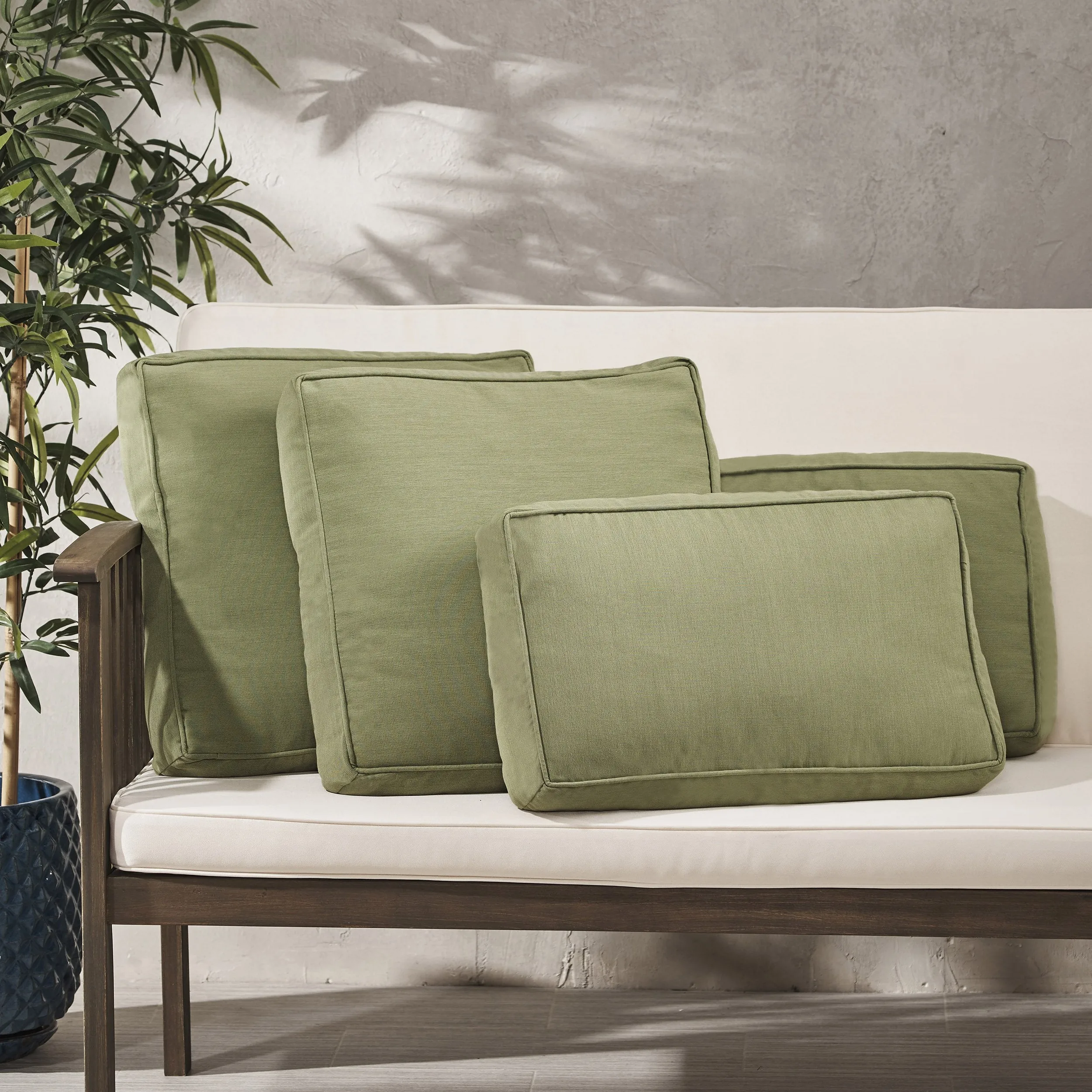 Outdoor Water Resistant 18" Square Throw and 12"x20" Rectangular Lumbar Pillow Set (Set of 4) - NH850803