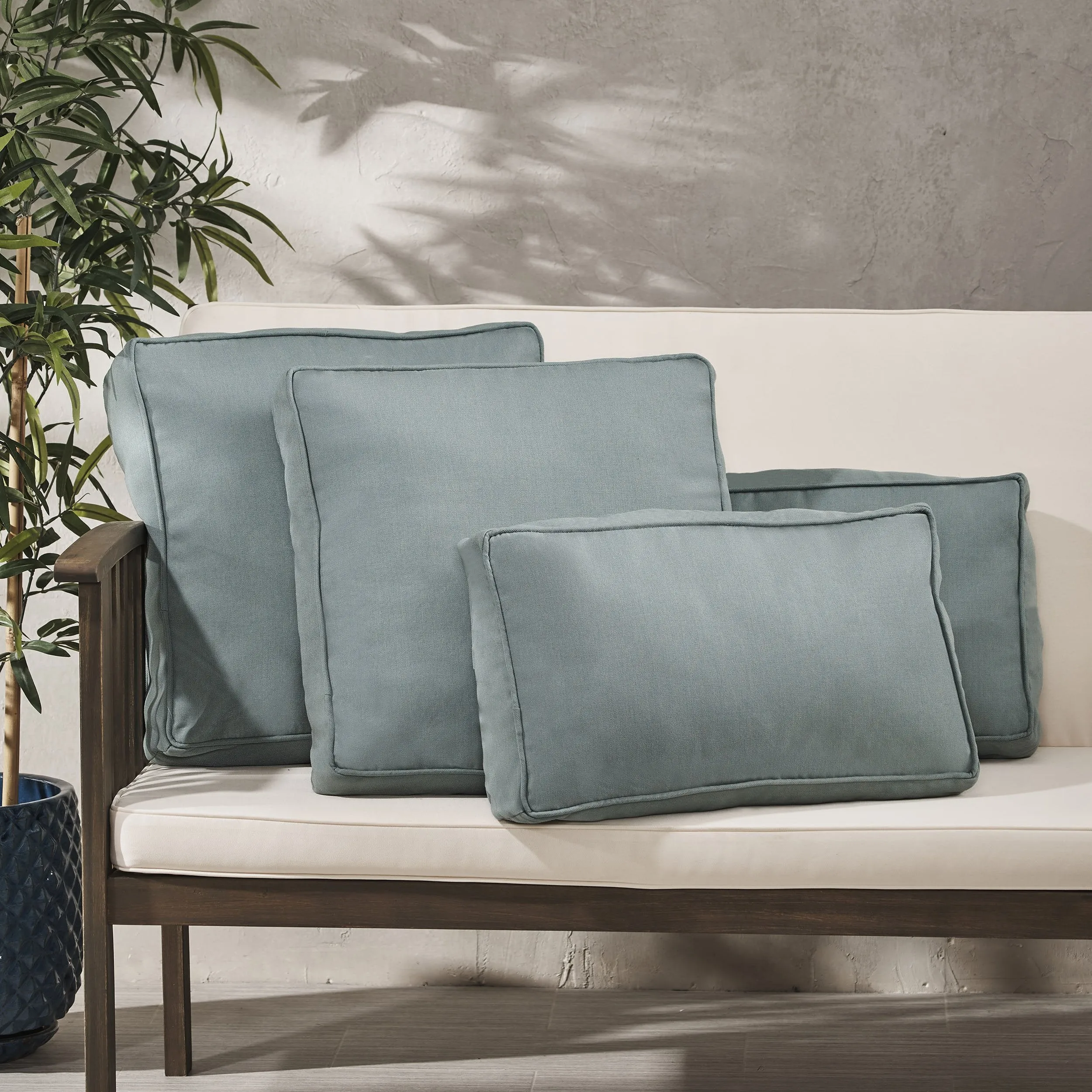 Outdoor Water Resistant 18" Square Throw and 12"x20" Rectangular Lumbar Pillow Set (Set of 4) - NH850803