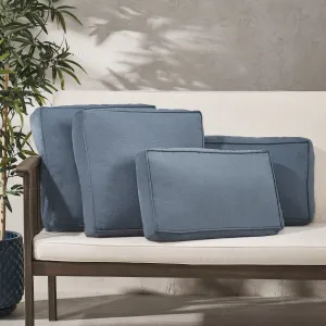 Outdoor Water Resistant 18" Square Throw and 12"x20" Rectangular Lumbar Pillow Set (Set of 4) - NH850803 patio chairs, outdoor seating