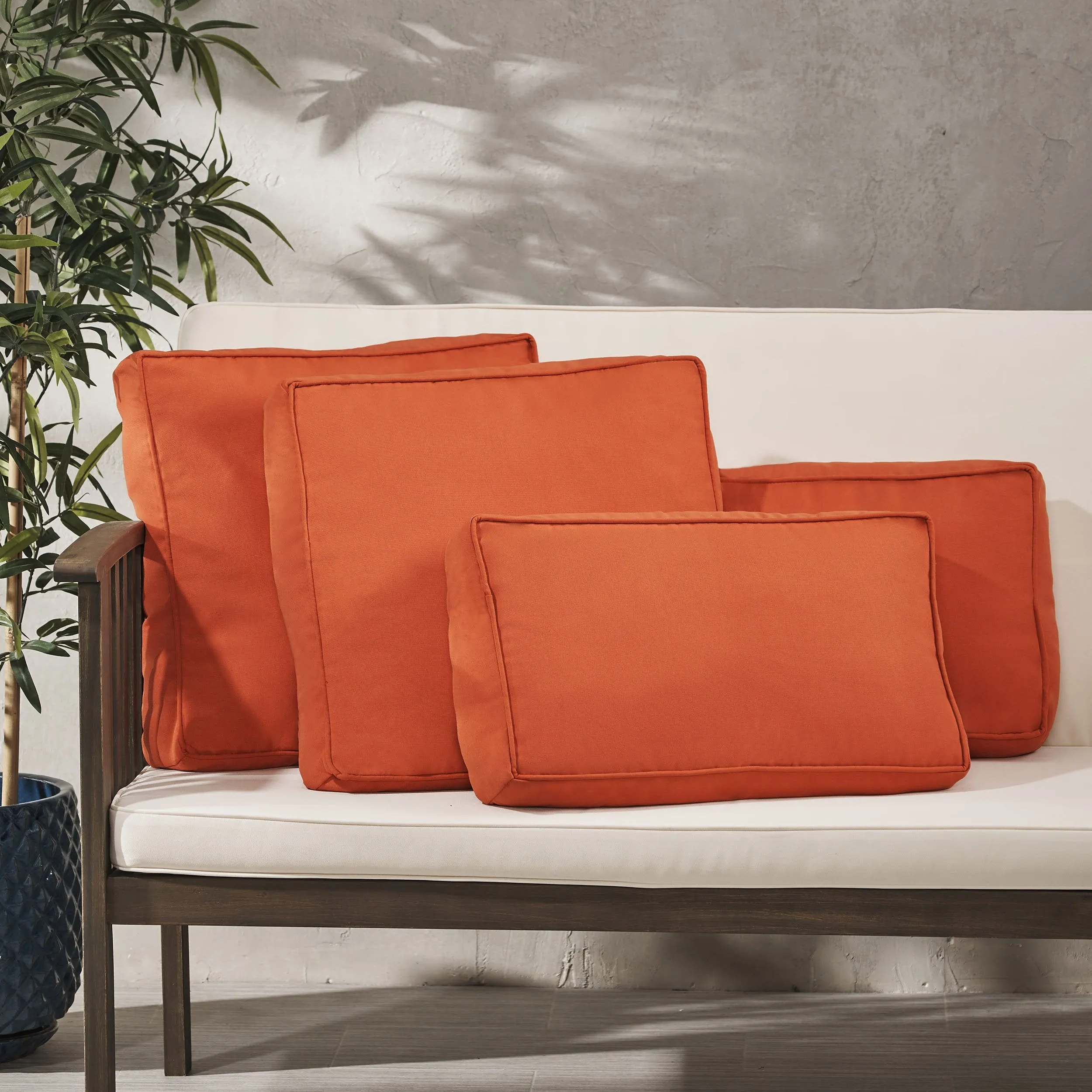 Outdoor Water Resistant 18" Square Throw and 12"x20" Rectangular Lumbar Pillow Set (Set of 4) - NH850803