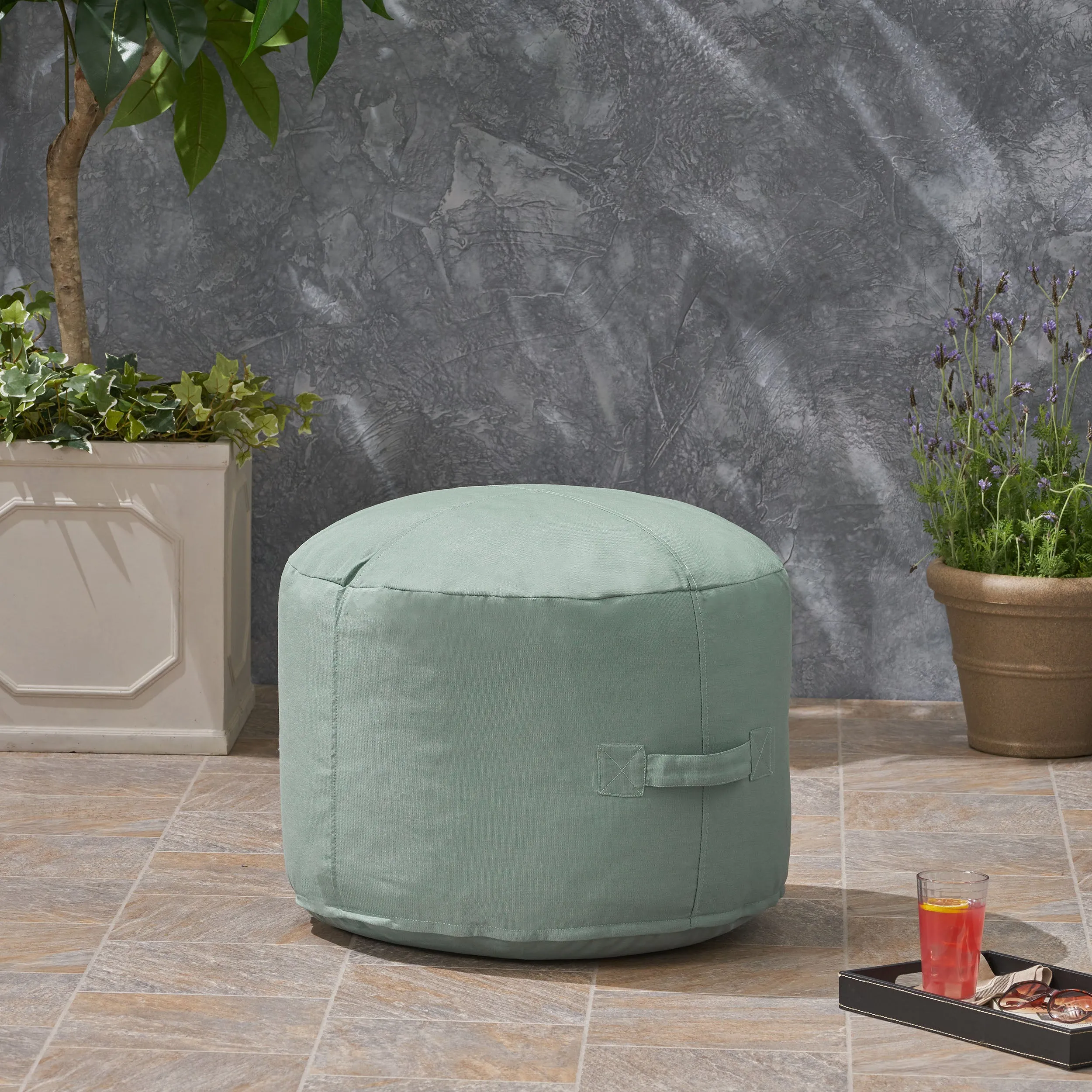 Outdoor Water Resistant 2 Ottoman Pouf - NH177703 patio chairs, outdoor seating