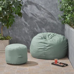 Outdoor Water Resistant 4.5 Bean Bag and 2 Ottoman Pouf Set - NH510803 patio chairs, outdoor seating