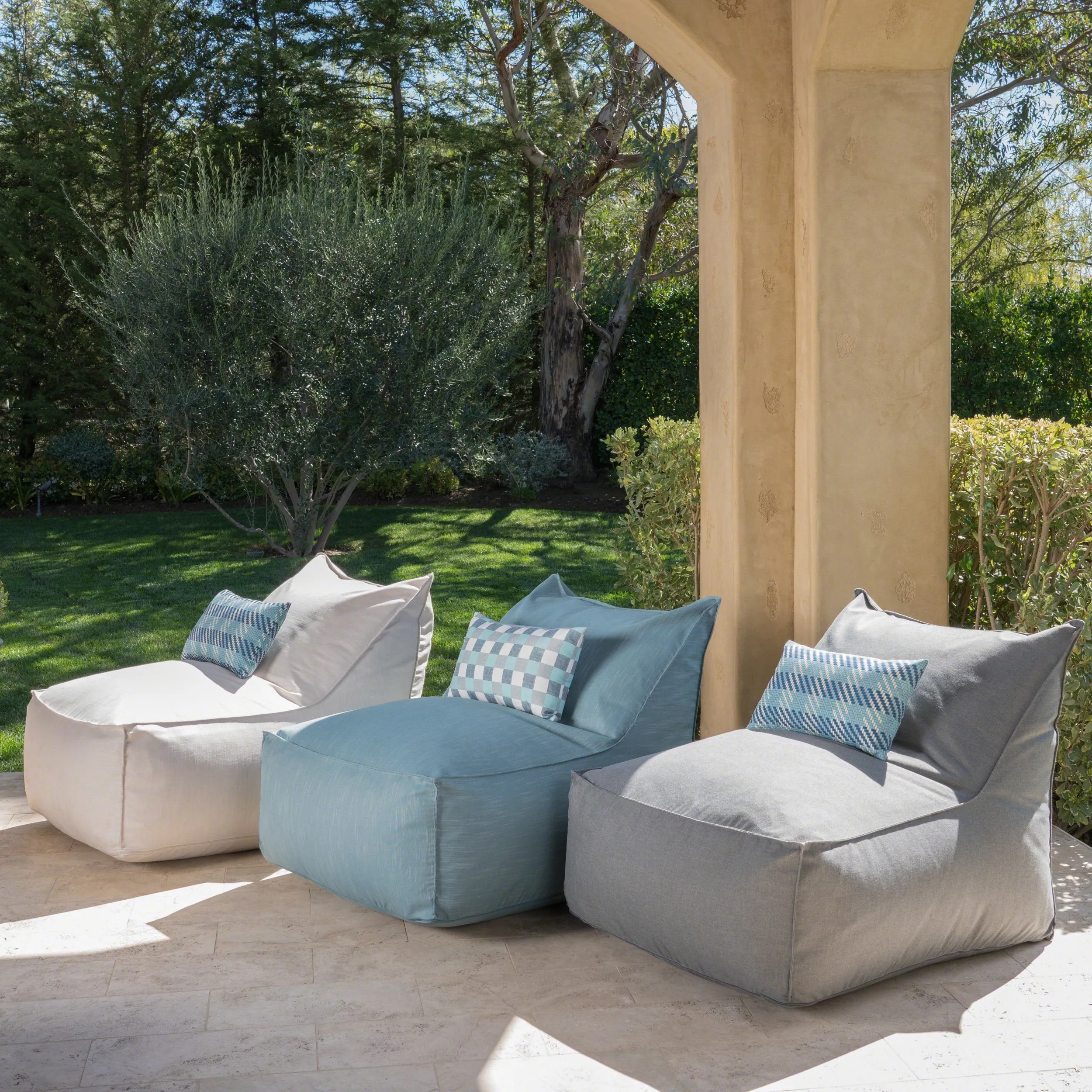Outdoor Water Resistant Fabric Bean Bag Lounger - NH222403 patio chairs, outdoor seating