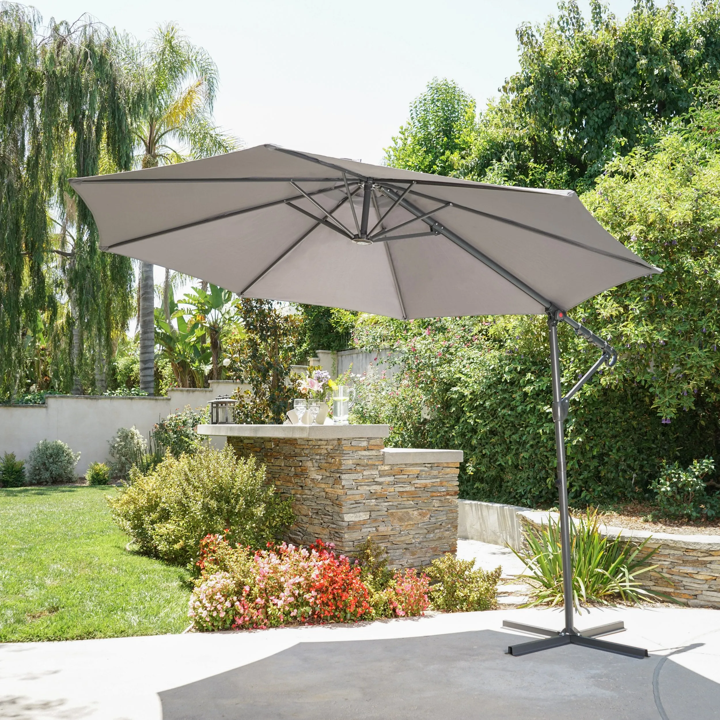 Outdoor Water Resistant Steel Frame Banana Sun Canopy - NH724103 patio chairs, outdoor seating