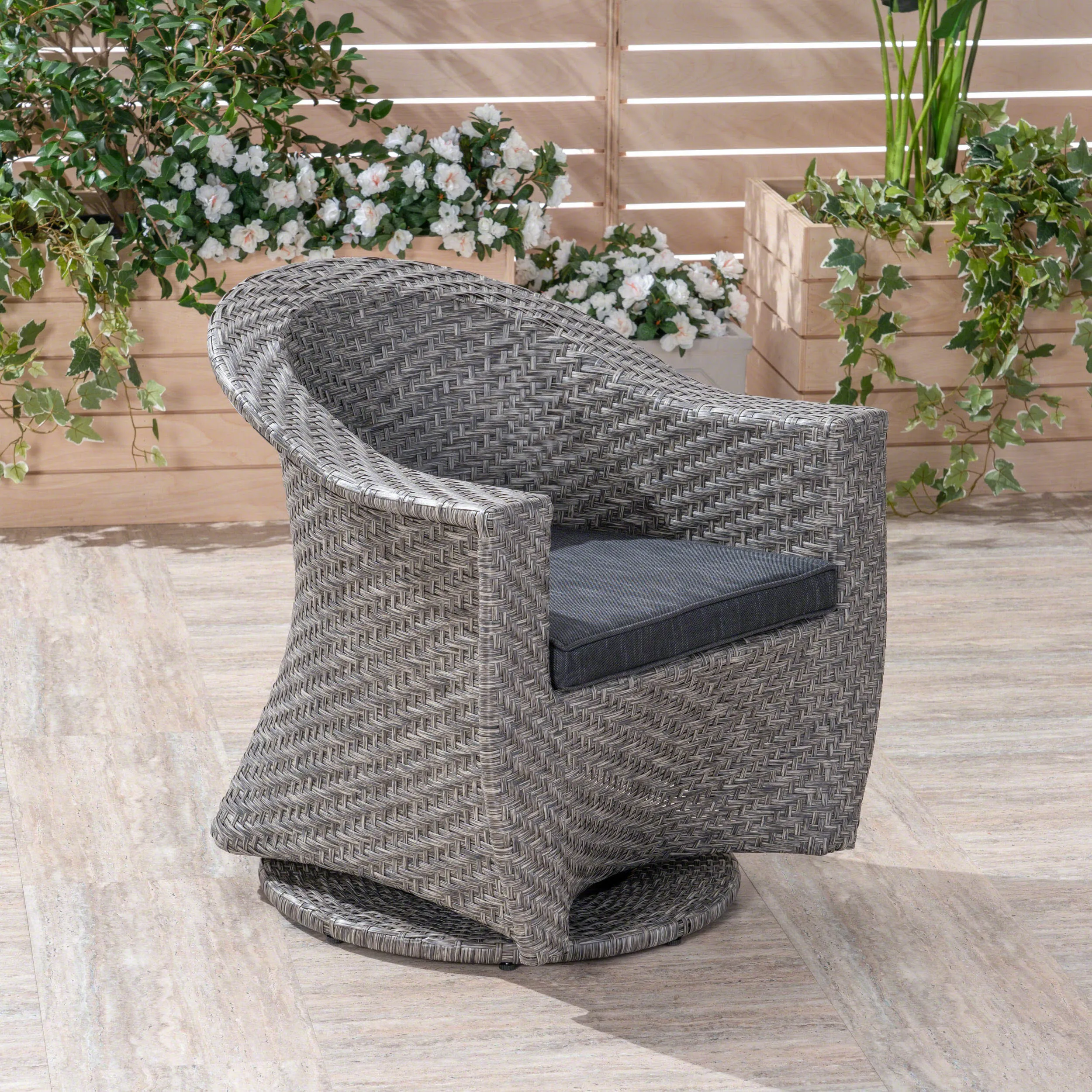 Outdoor Wicher Swivel Chair - NH220603 patio chairs, outdoor seating