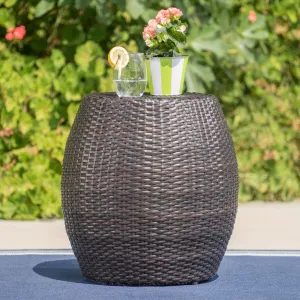 Outdoor Wicker 14.00-inch Barrel Side Table - NH928003 patio chairs, outdoor seating