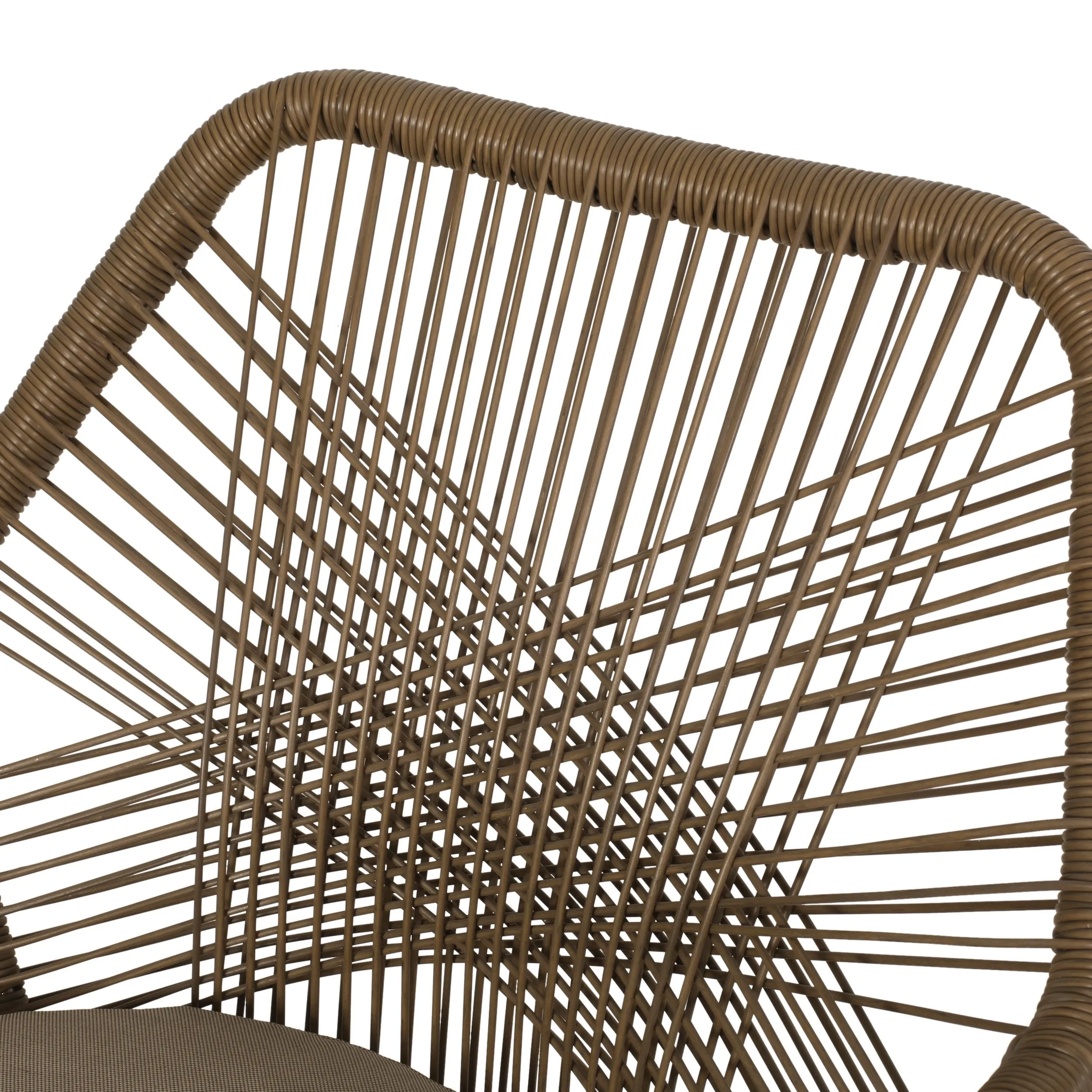 Outdoor Wicker 7 Piece Dining Set with Cushion, Matte Black, Light Brown, and Beige - NH181513