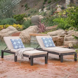 Outdoor Wicker Adjustable Chaise Lounge w/ Cushion - NH239992 patio chairs, outdoor seating