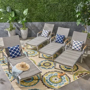 Outdoor Wicker and Aluminum Chaise Lounges (Set of 4), Gray Finish - NH375503 patio chairs, outdoor seating