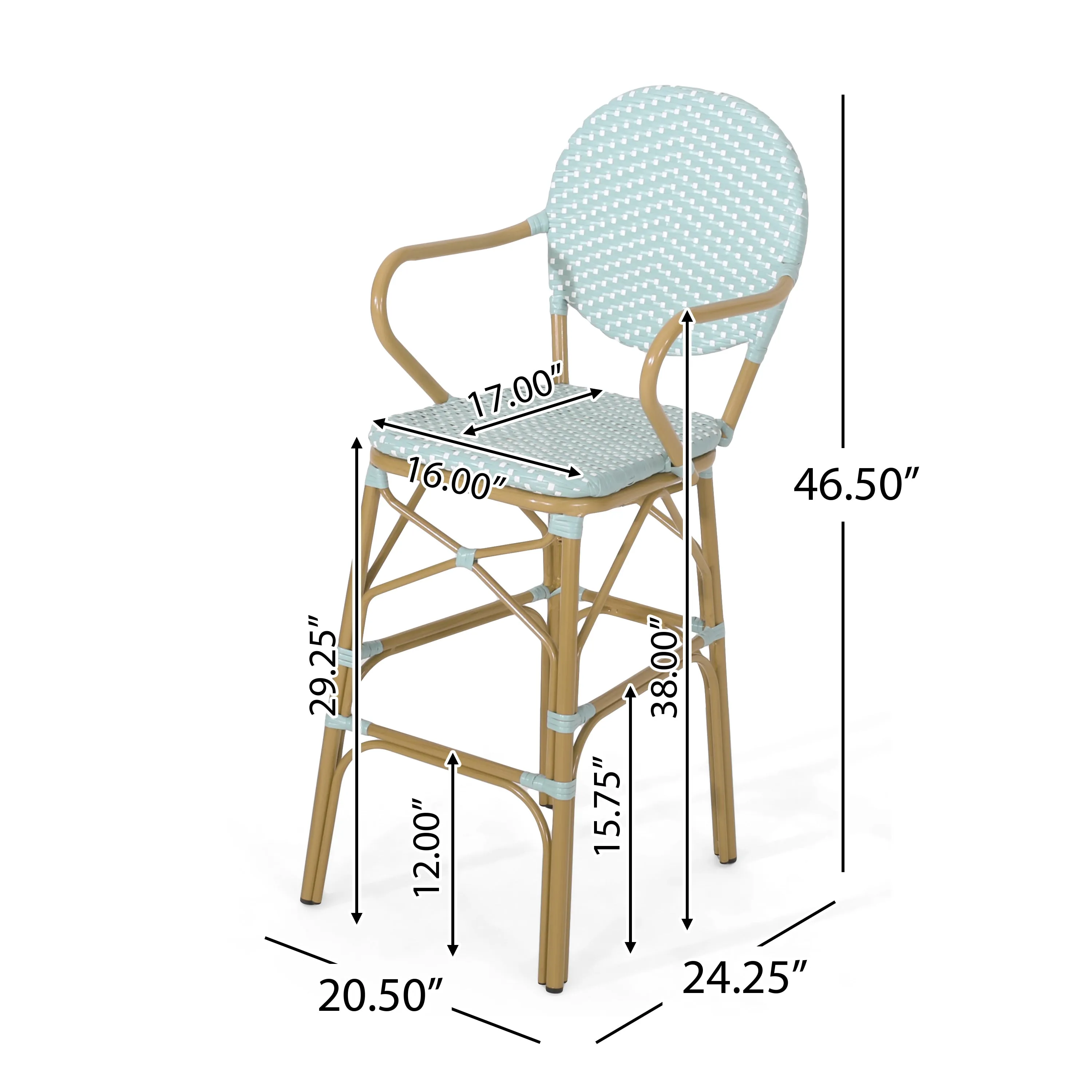 Outdoor Wicker and Aluminum French Barstools