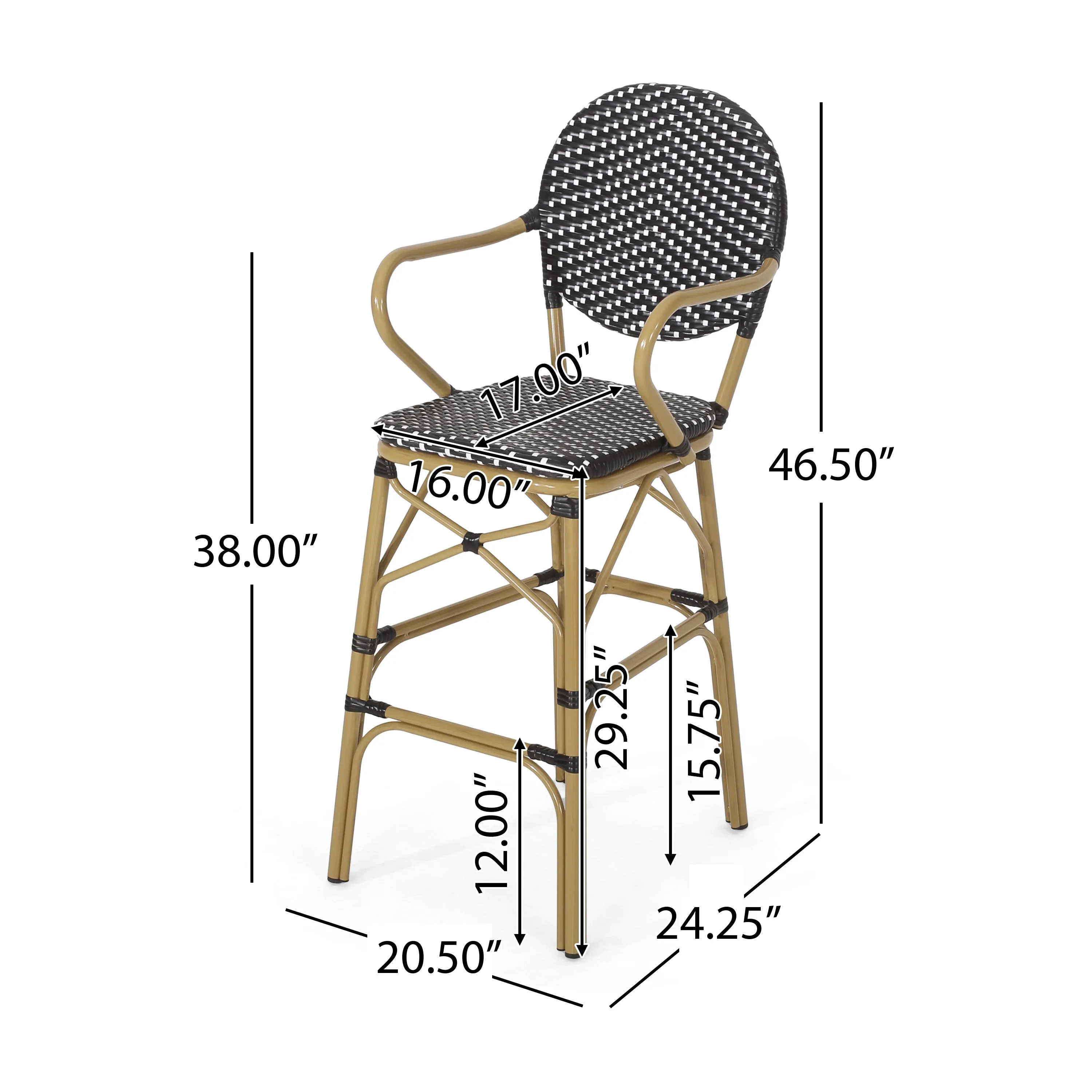 Outdoor Wicker and Aluminum French Barstools