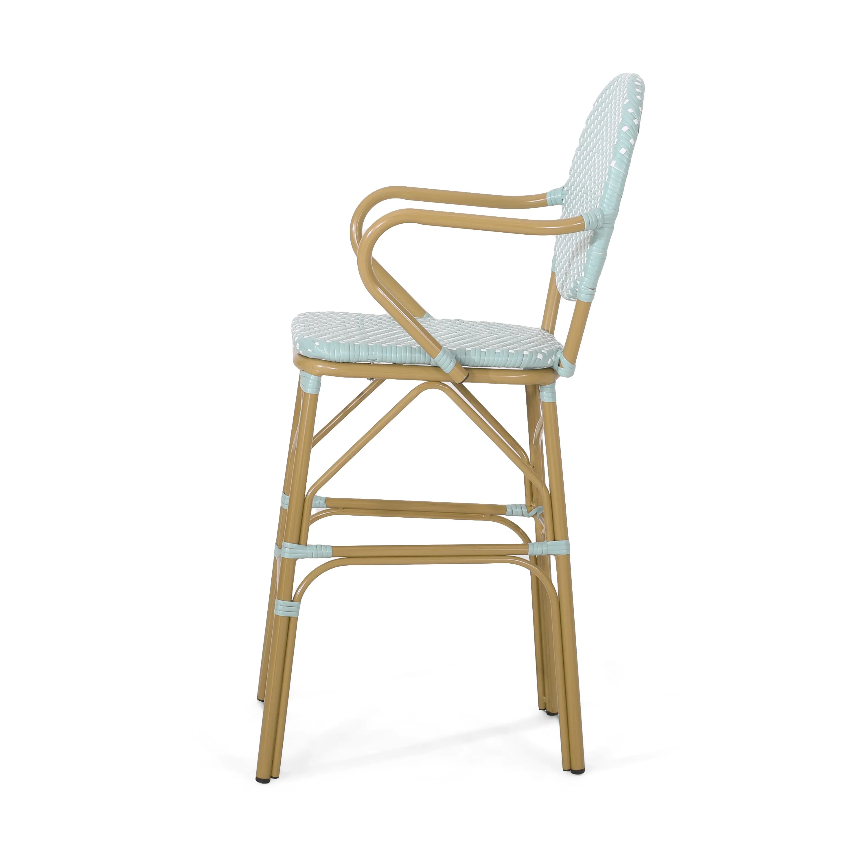 Outdoor Wicker and Aluminum French Barstools