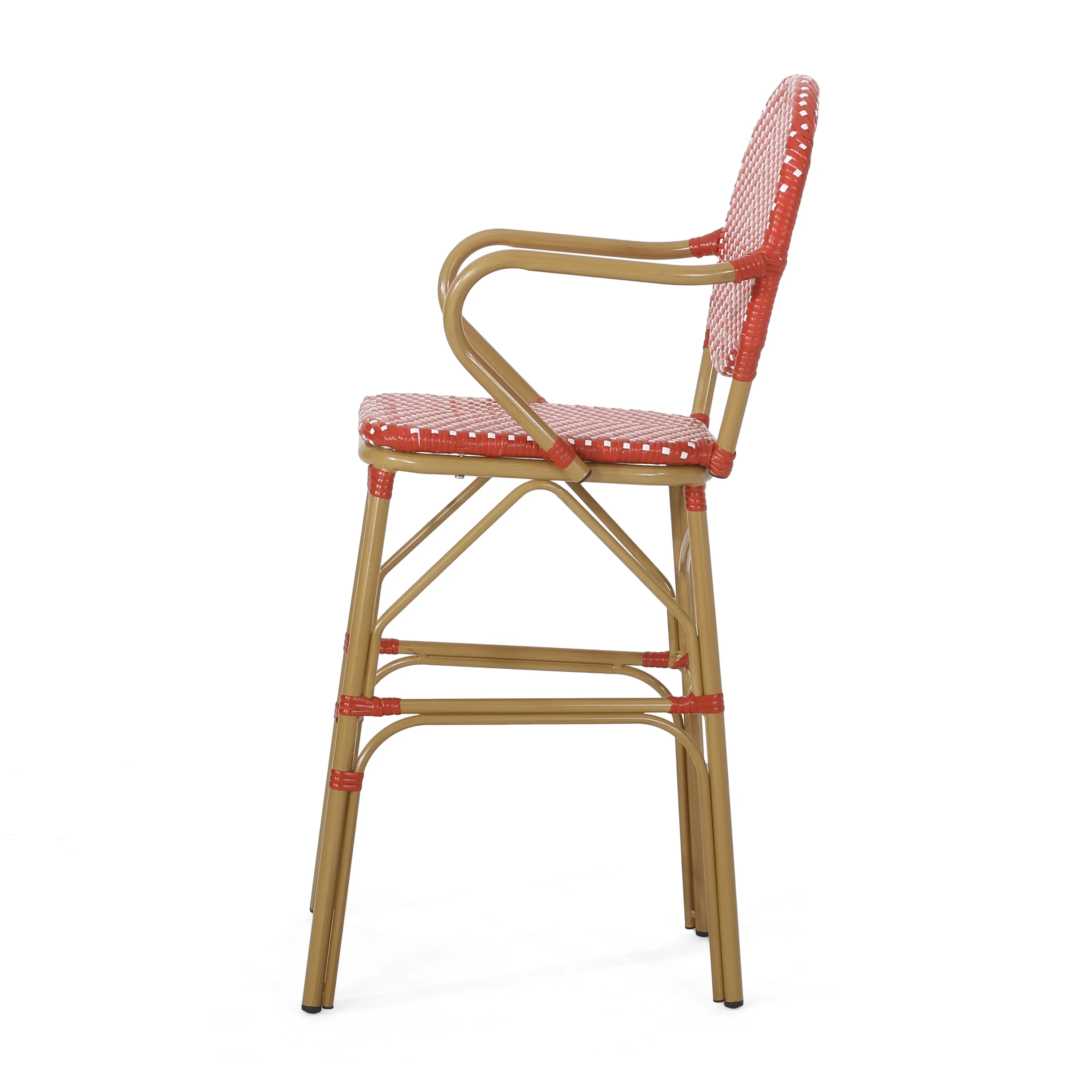 Outdoor Wicker and Aluminum French Barstools