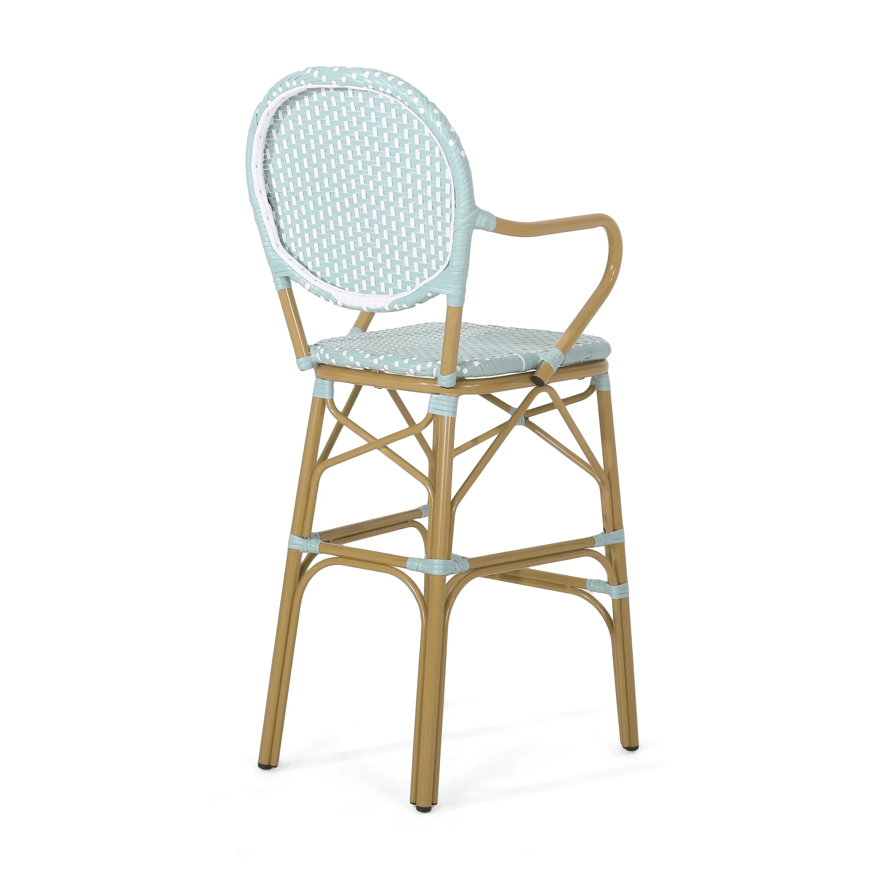 Outdoor Wicker and Aluminum French Barstools