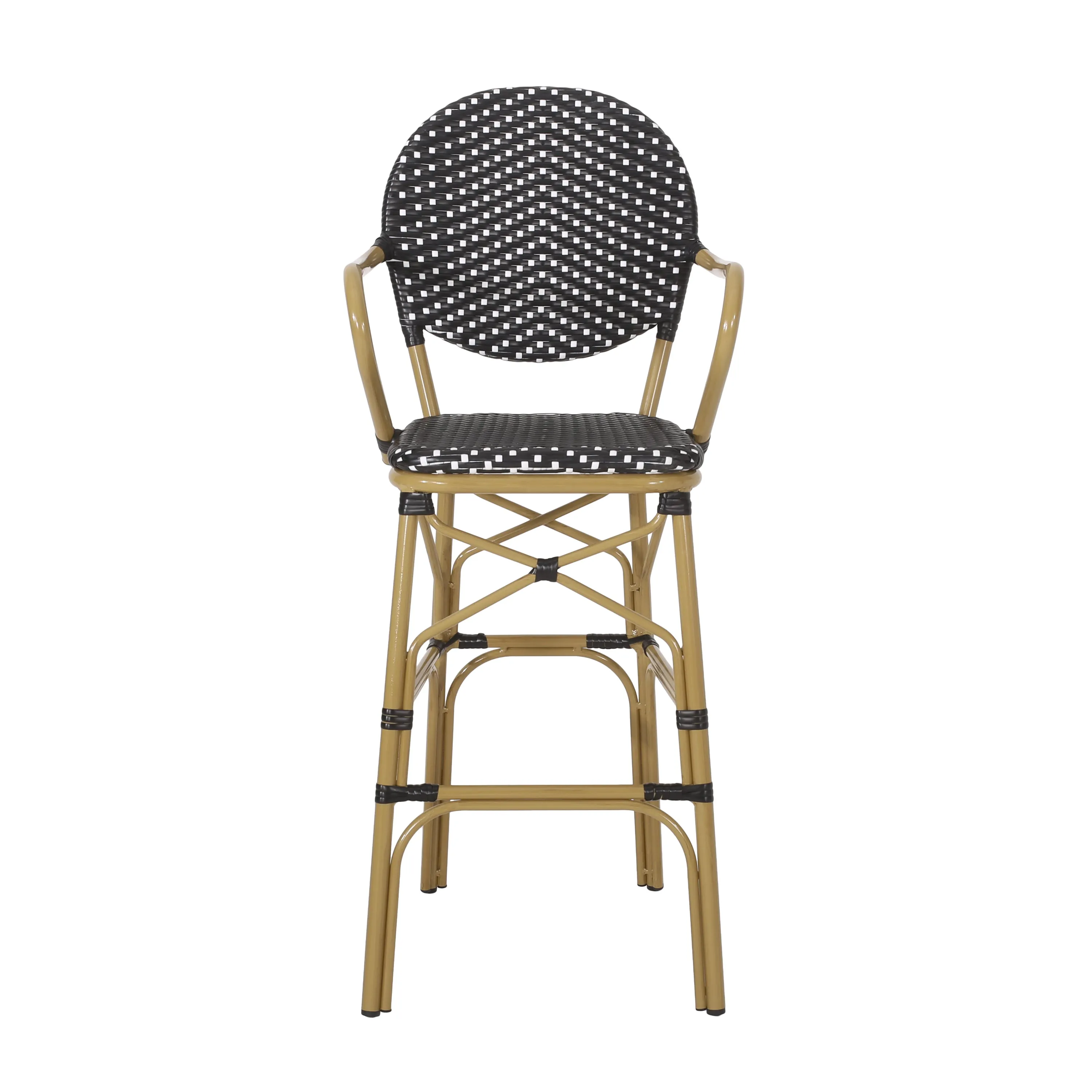 Outdoor Wicker and Aluminum French Barstools