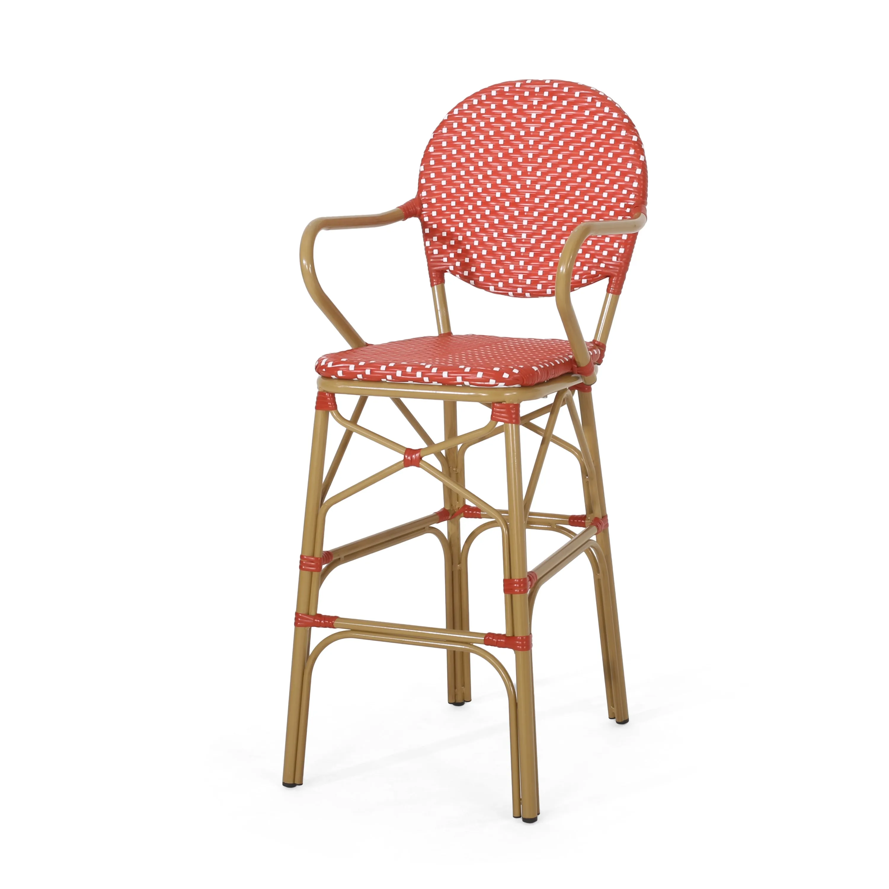 Outdoor Wicker and Aluminum French Barstools