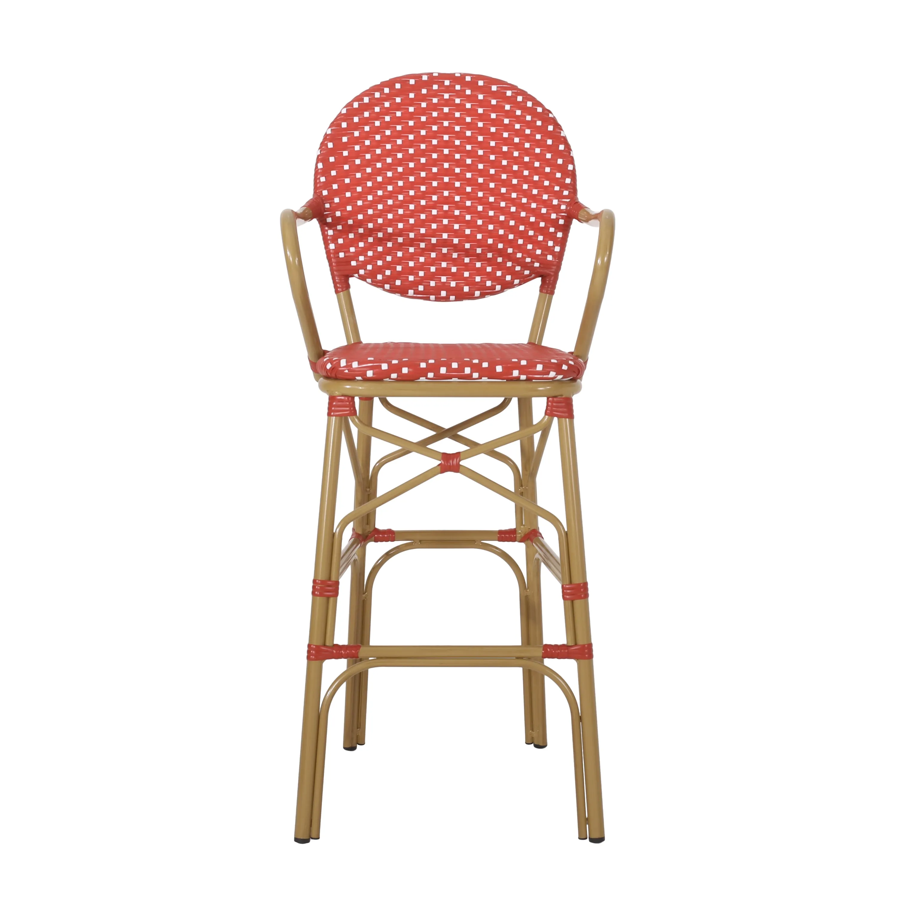 Outdoor Wicker and Aluminum French Barstools