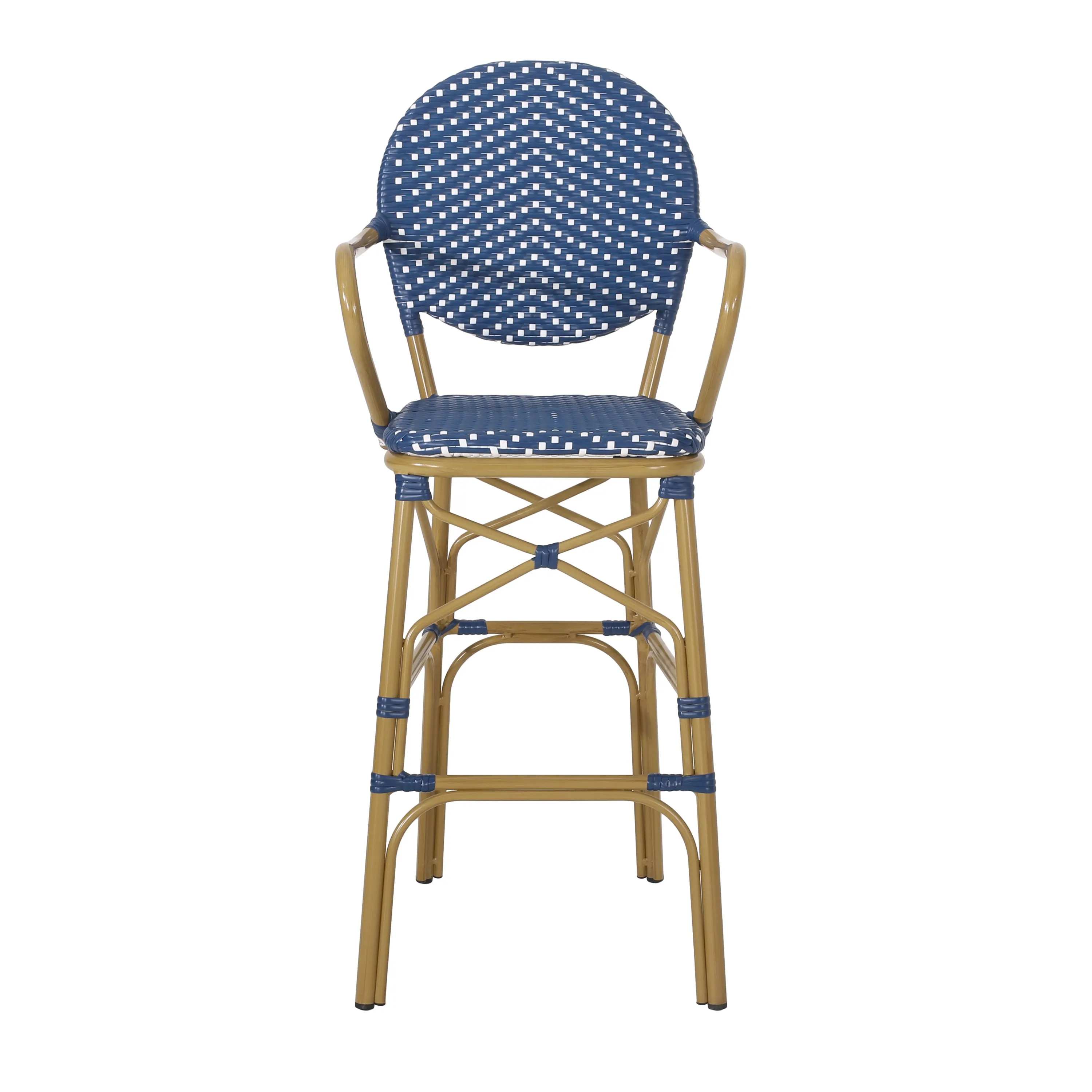 Outdoor Wicker and Aluminum French Barstools