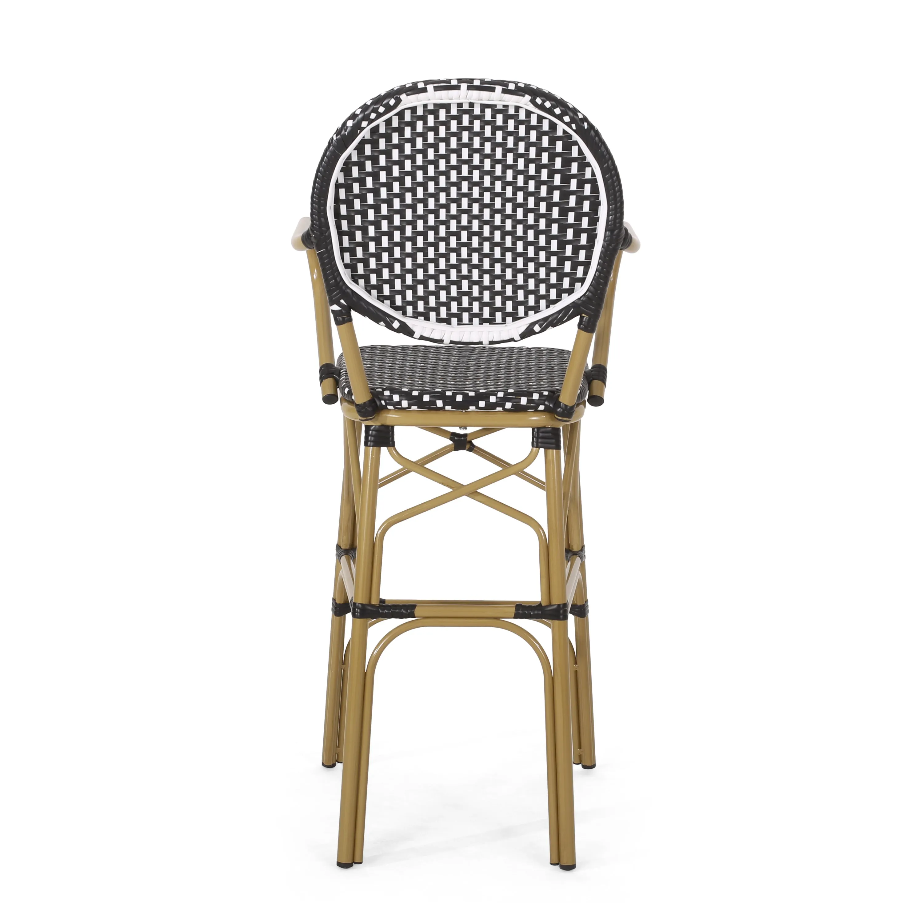 Outdoor Wicker and Aluminum French Barstools